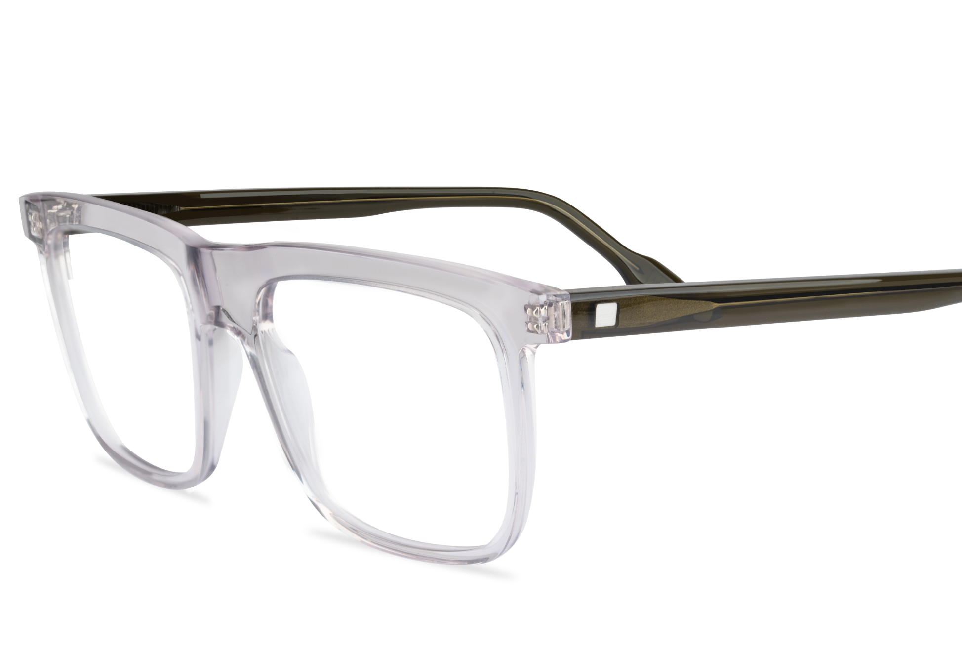 Lunettes rectangles plastique translucides de profil